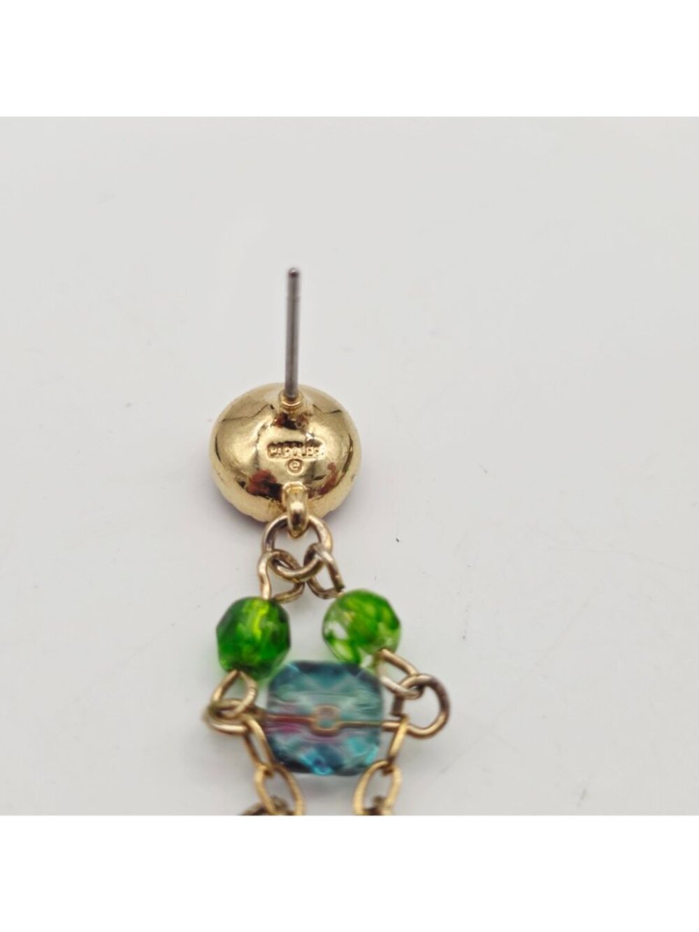 Colorful Beaded Dangle Earrings Chandelier Gold-Tone Setting By Carolee - Picture 2 of 8